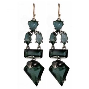 ALEXIS BITTAR • Gray Jadeite Stone & Crystal Drop Earrings